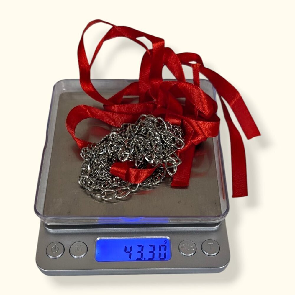 5-Strand Chain & Red Ribbon Necklace - Picture 6 of 6